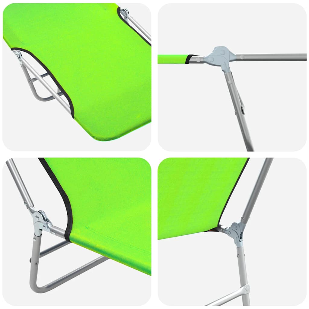 Folding Sun Loungers 2 pcs Steel and Fabric Green