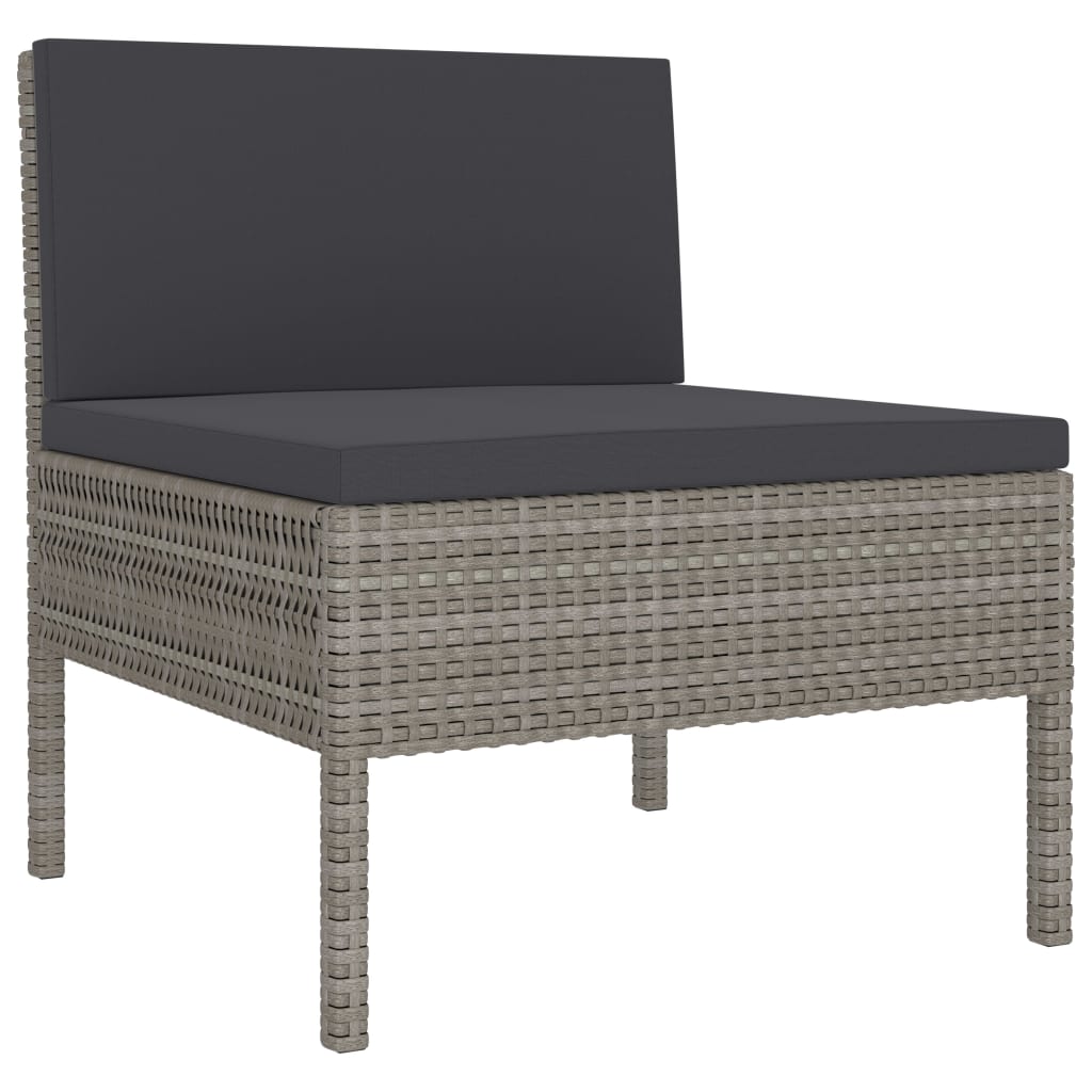 3 Piece Garden Lounge Set with Cushions Poly Rattan Grey