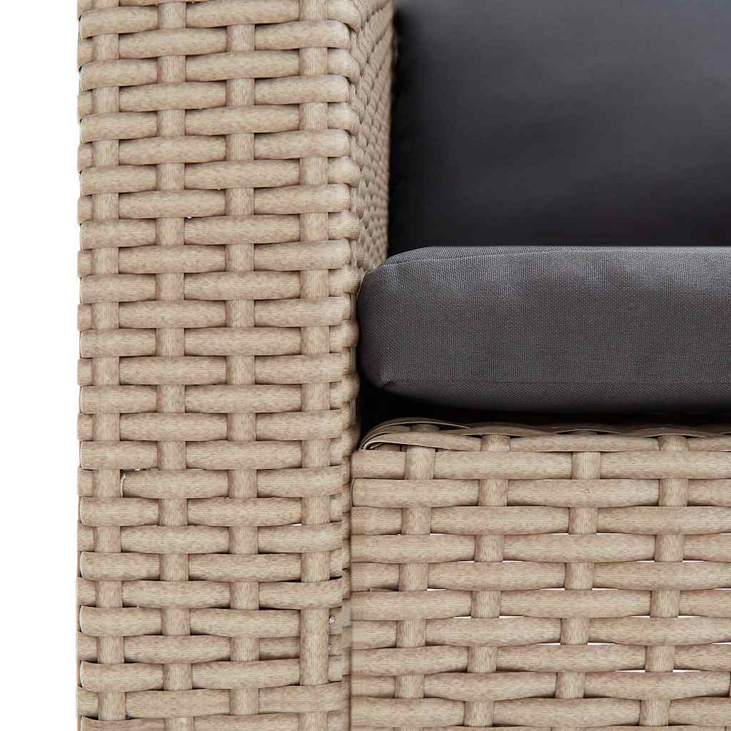 2-Seater Garden Sofa with Cushions Poly Rattan Beige