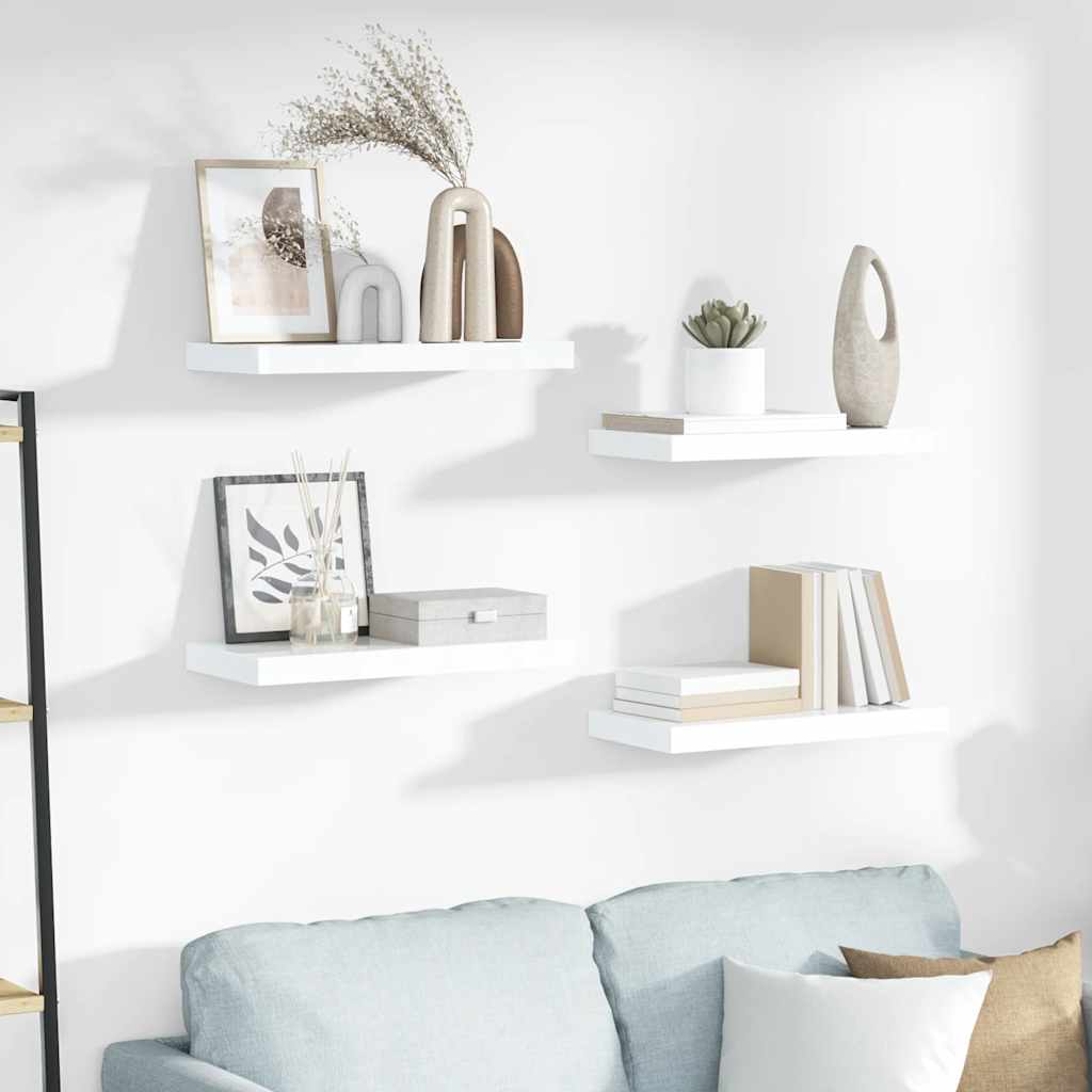 Floating Wall Shelf High Gloss White 50x23x3.8 cm MDF