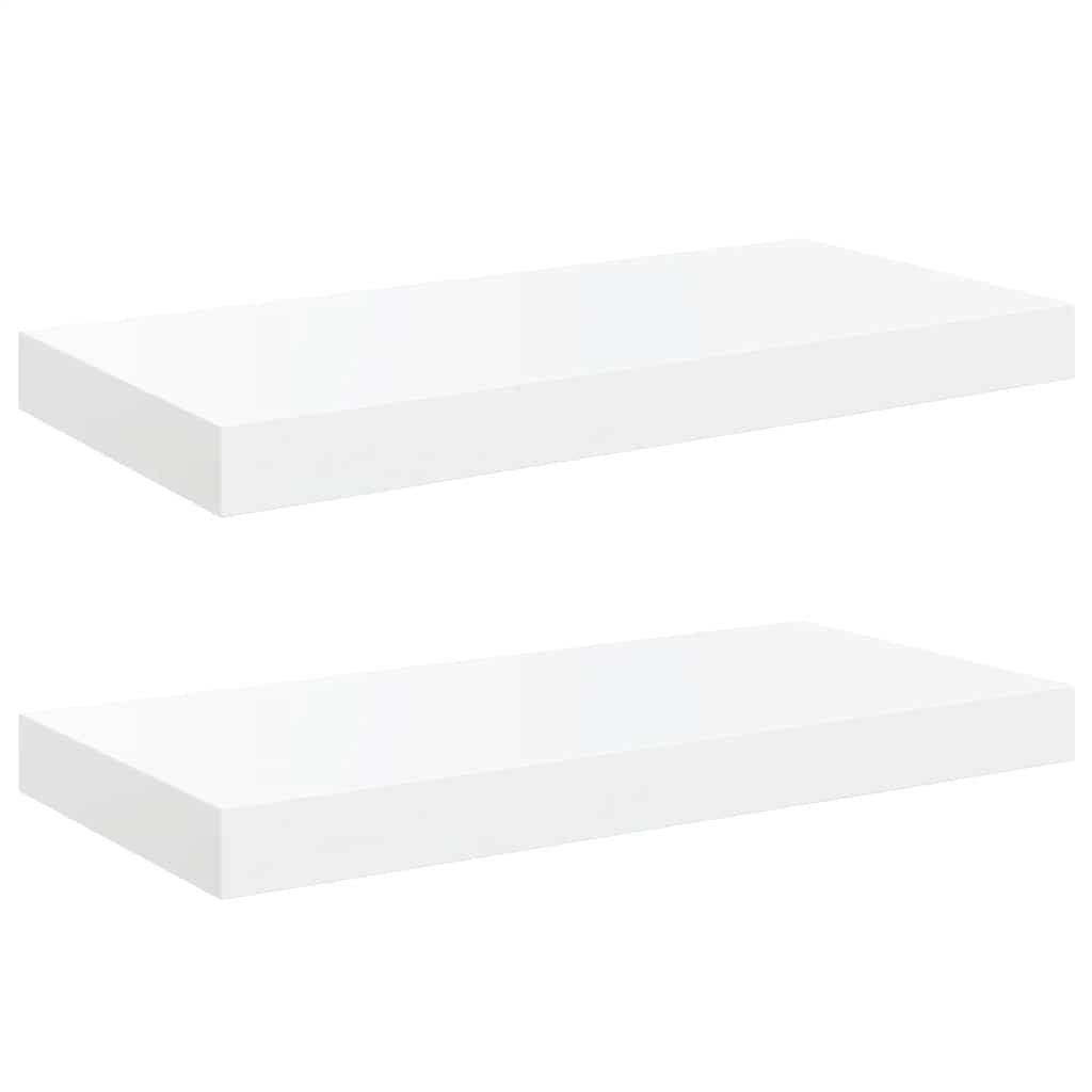 Floating Wall Shelves 2 pcs High Gloss White 50x23x3.8 cm MDF