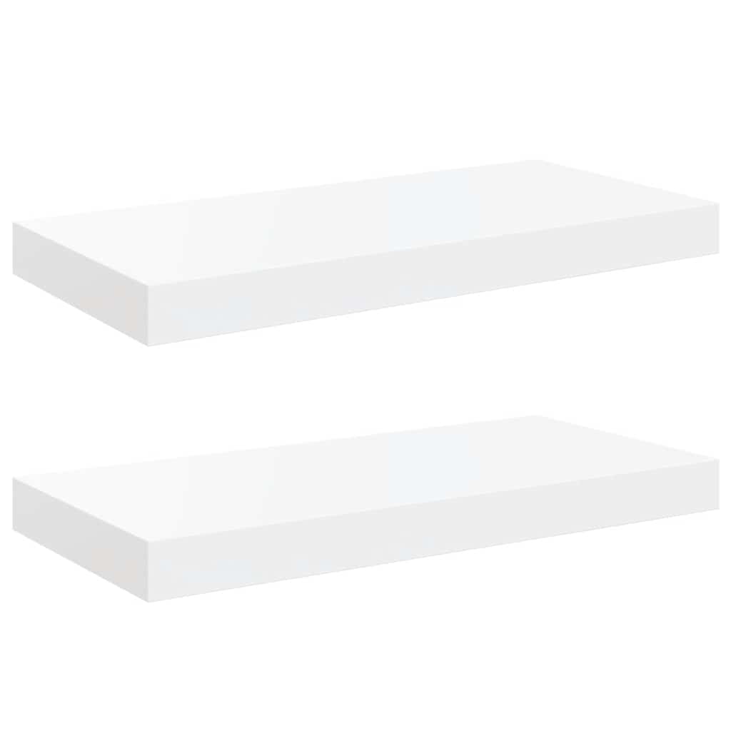 Floating Wall Shelves 2 pcs High Gloss White 50x23x3.8 cm MDF