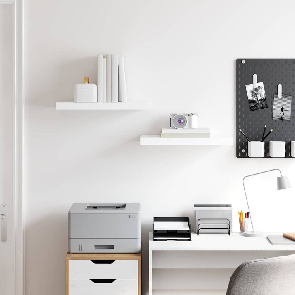 Floating Wall Shelves 2 pcs High Gloss White 50x23x3.8 cm MDF
