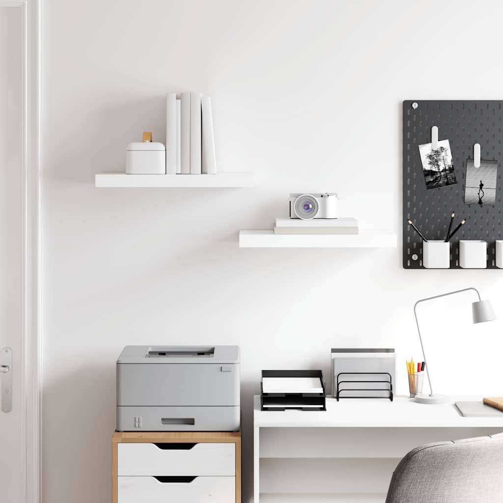 Floating Wall Shelves 2 pcs High Gloss White 50x23.5x3.8 cm MDF