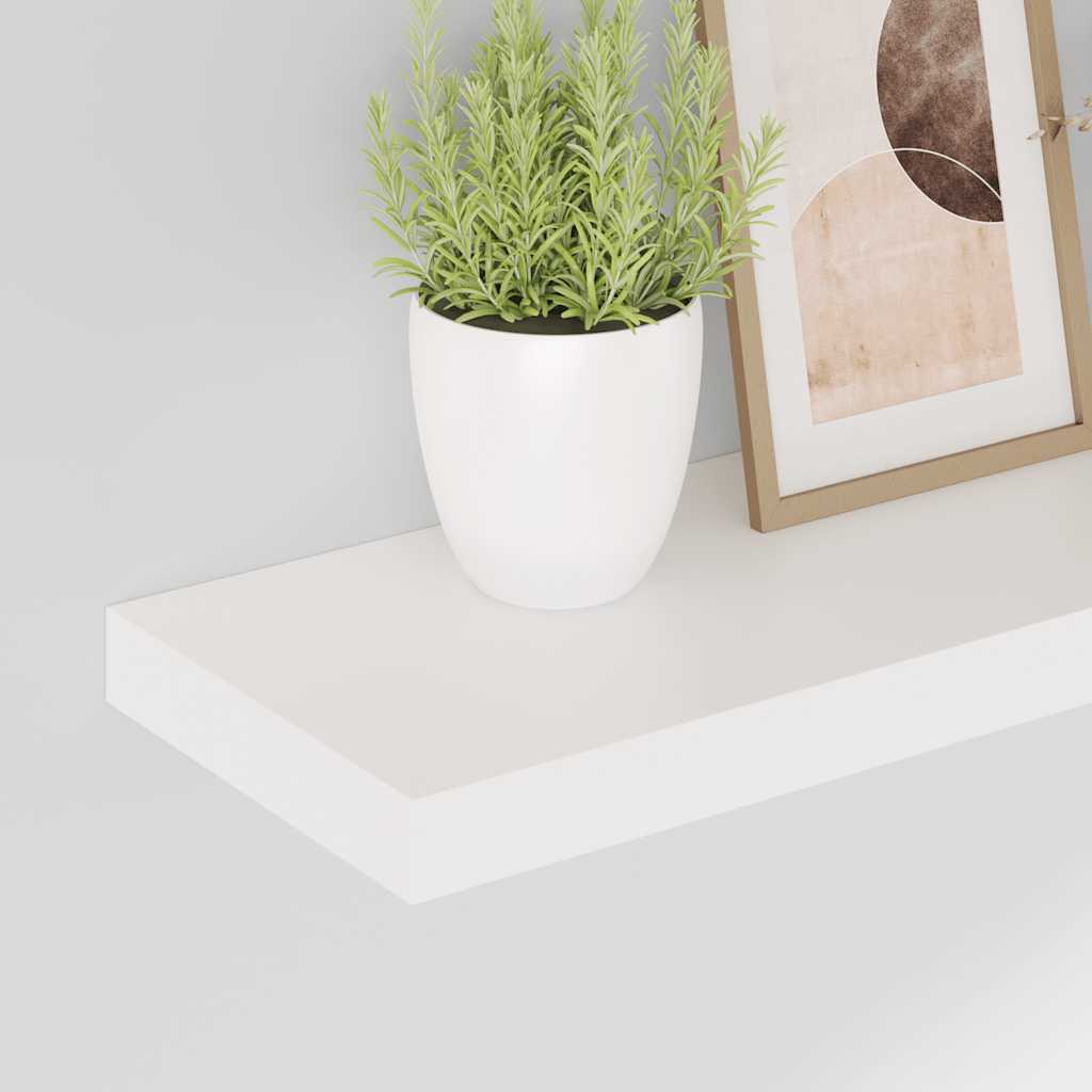 Floating Wall Shelves 2 pcs High Gloss White 50x23.5x3.8 cm MDF