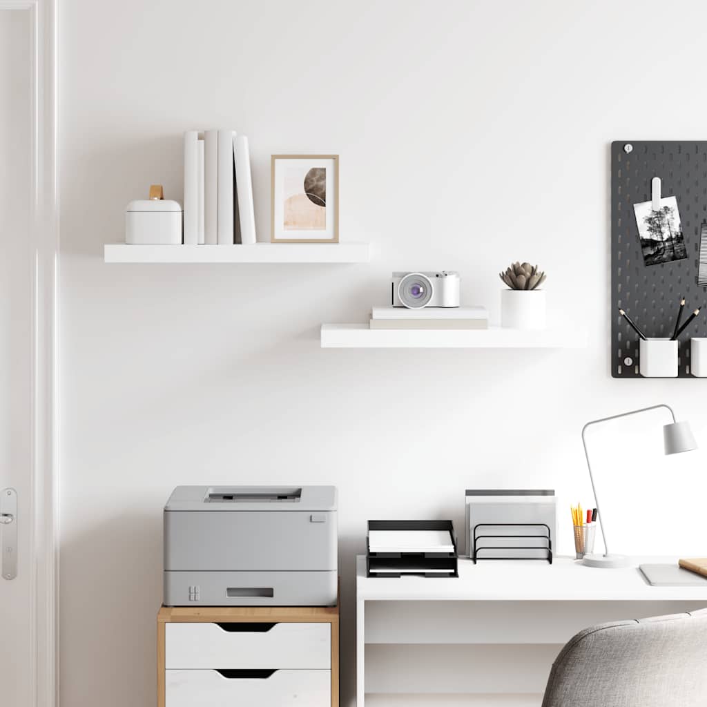 Floating Wall Shelves 2 pcs High Gloss White 60x23.5x3.8 cm MDF