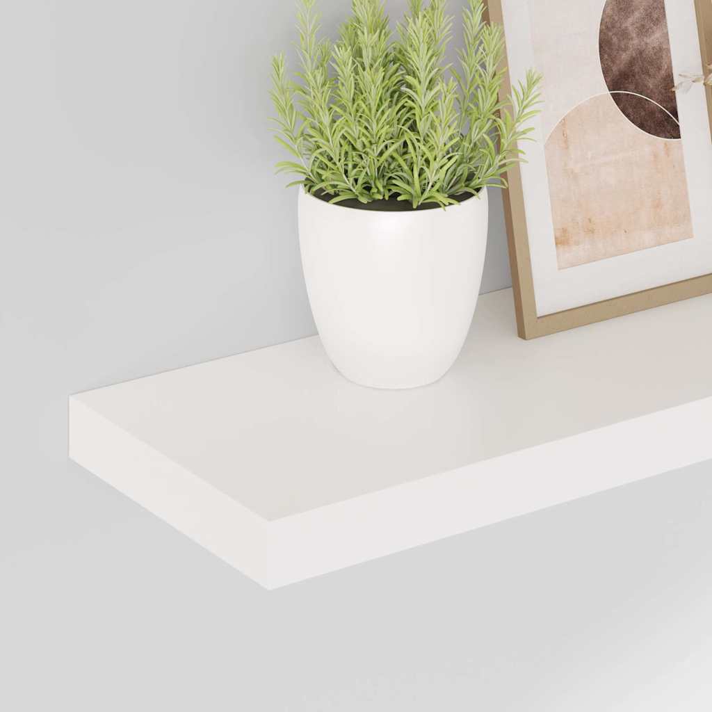 Floating Wall Shelves 2 pcs High Gloss White 60x23.5x3.8 cm MDF