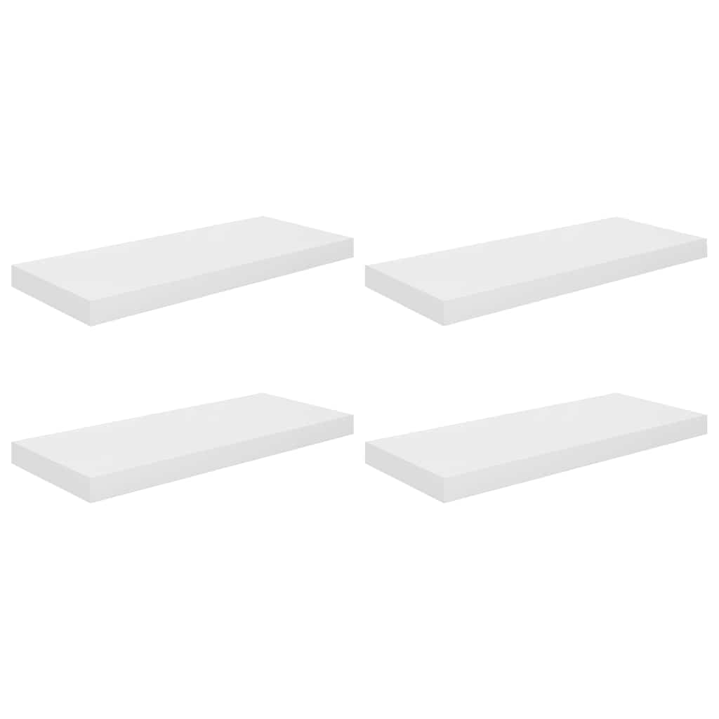 Floating Wall Shelves 4 pcs High Gloss White 60x23.5x3.8 cm MDF