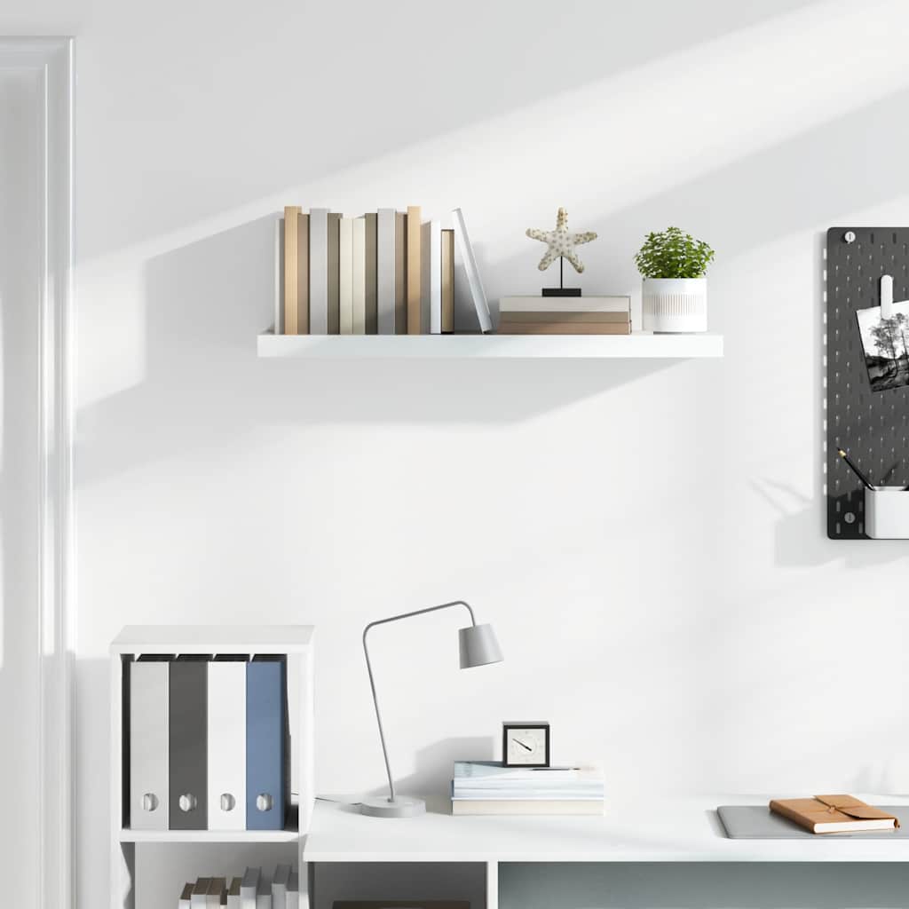 Floating Wall Shelf High Gloss White 90x23.5x3.8 cm MDF