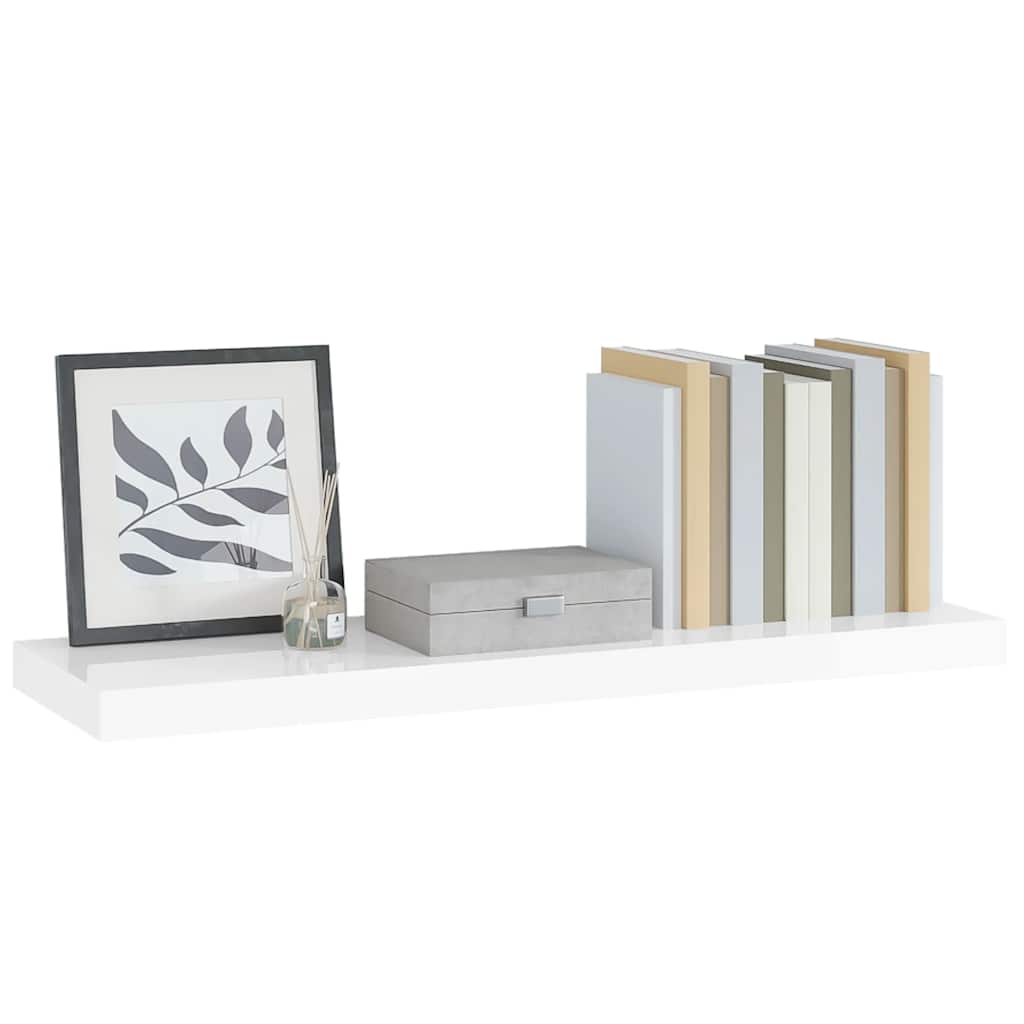 Floating Wall Shelf High Gloss White 90x23.5x3.8 cm MDF