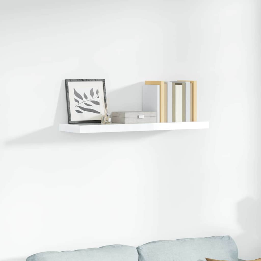 Floating Wall Shelf High Gloss White 90x23.5x3.8 cm MDF