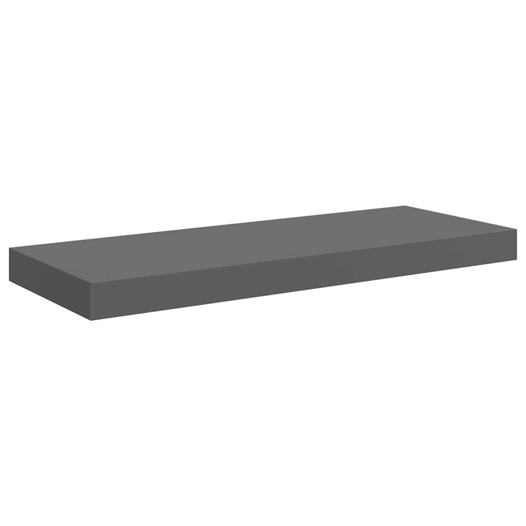 Floating Wall Shelves 2 pcs High Gloss Grey 60x23.5x3.8 cm MDF