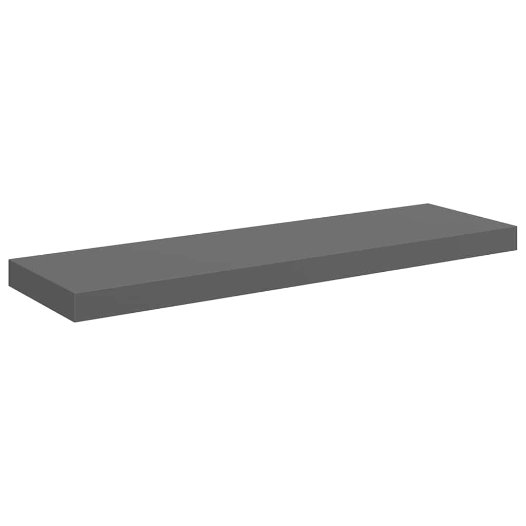 Floating Wall Shelf High Gloss Grey 80x23.5x3.8 cm MDF