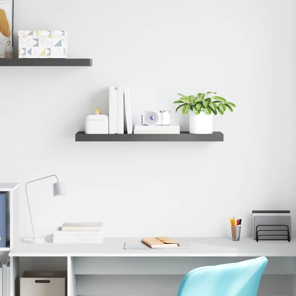Floating Wall Shelf High Gloss Grey 80x23.5x3.8 cm MDF