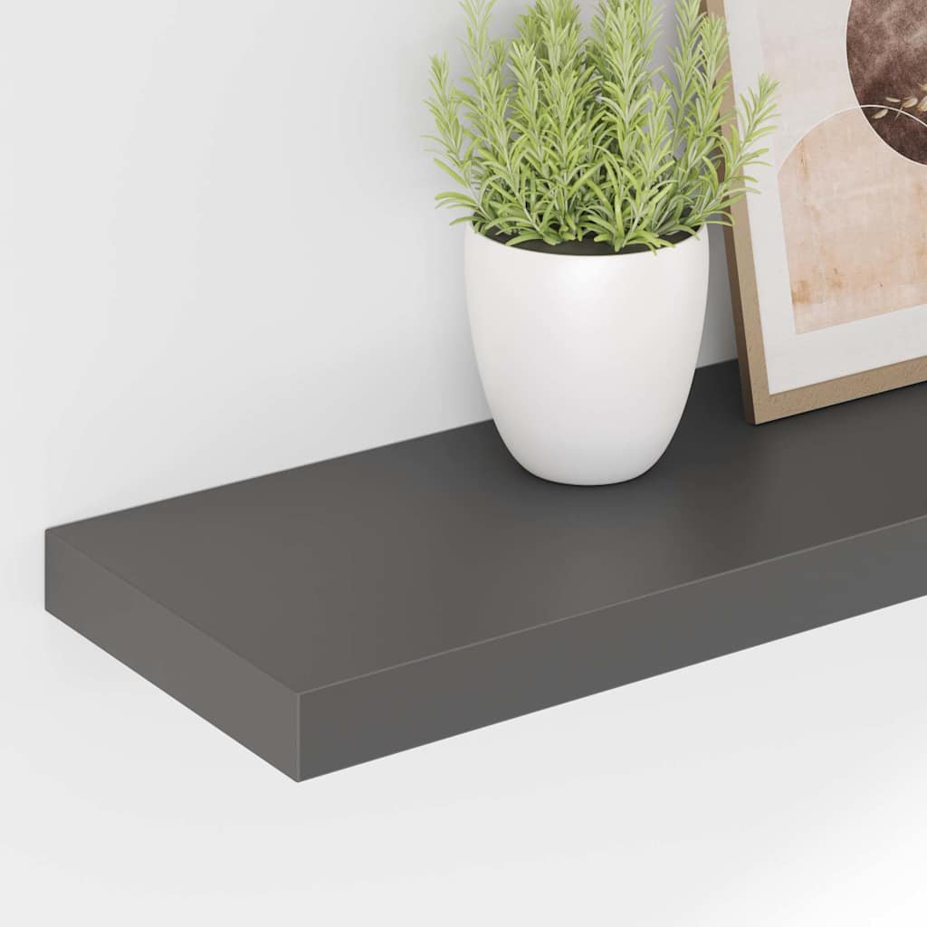 Floating Wall Shelf High Gloss Grey 80x23.5x3.8 cm MDF