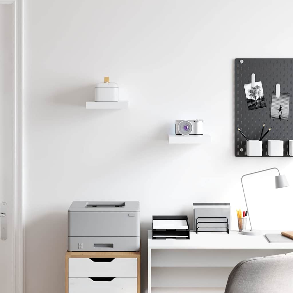 Floating Wall Shelves 2 pcs White 23x23.5x3.8 cm MDF