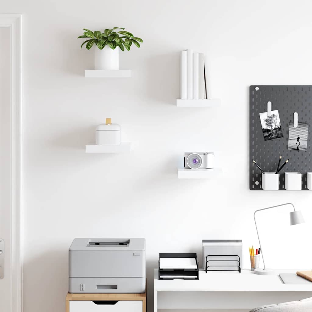 Floating Wall Shelves 4 pcs White 23x23.5x3.8 cm MDF