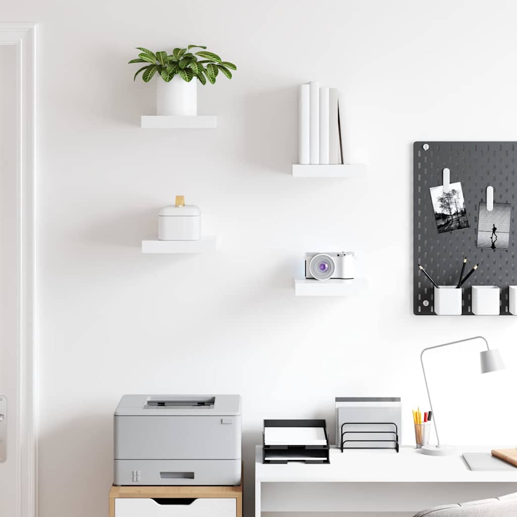Floating Wall Shelves 4 pcs White 23x23.5x3.8 cm MDF