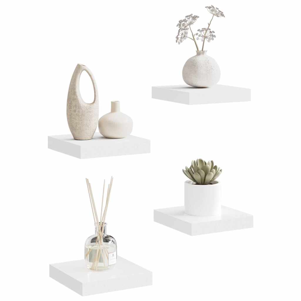 Floating Wall Shelves 4 pcs White 23x23.5x3.8 cm MDF