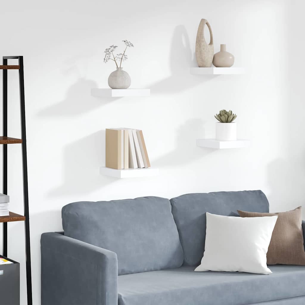Floating Wall Shelves 4 pcs White 23x23.5x3.8 cm MDF