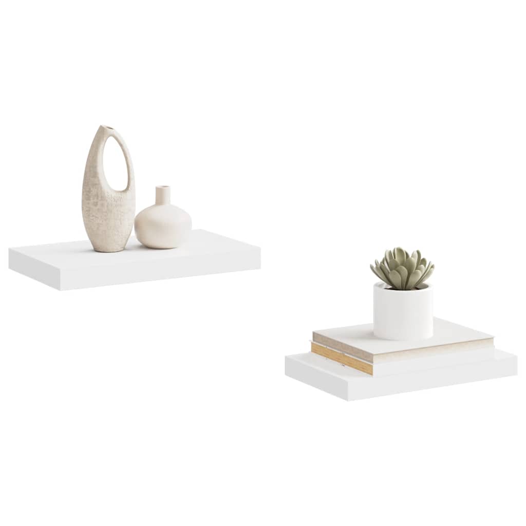 Floating Wall Shelves 2 pcs White 40x23x3.8 cm MDF