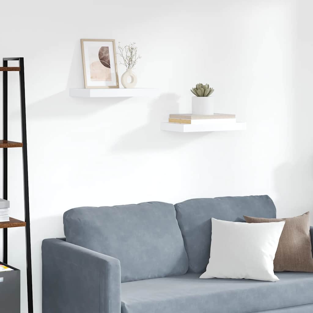 Floating Wall Shelves 2 pcs White 40x23x3.8 cm MDF