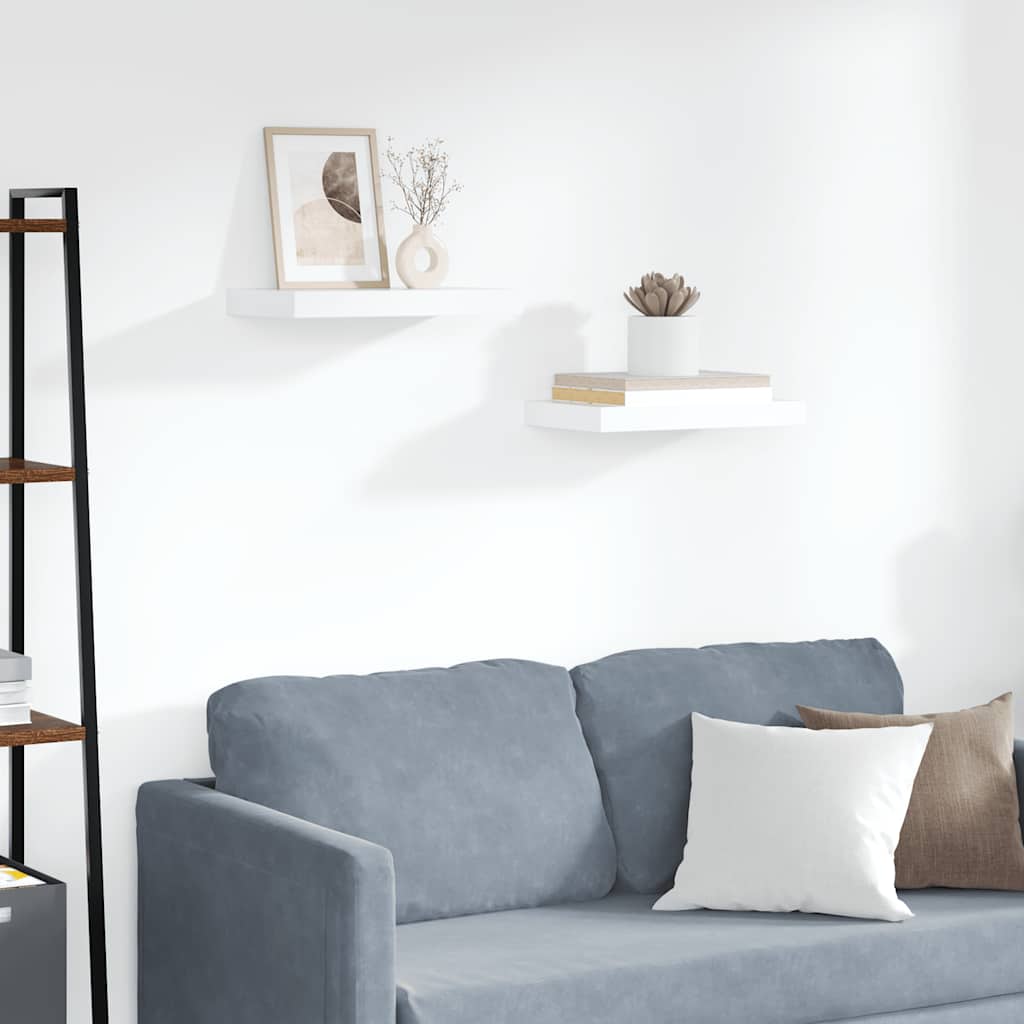 Floating Wall Shelves 2 pcs White 40x23x3.8 cm MDF