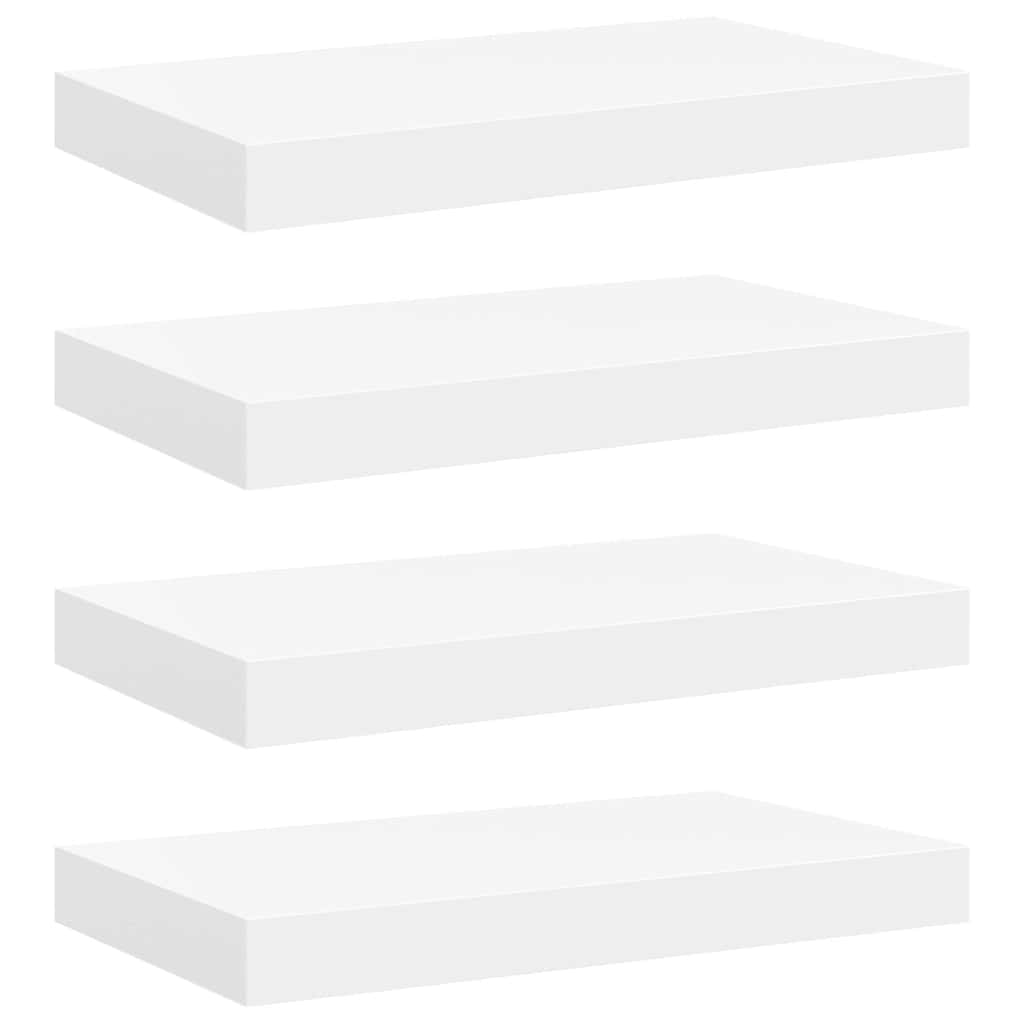 Floating Wall Shelves 4 pcs White 40x23.5x3.8 cm MDF