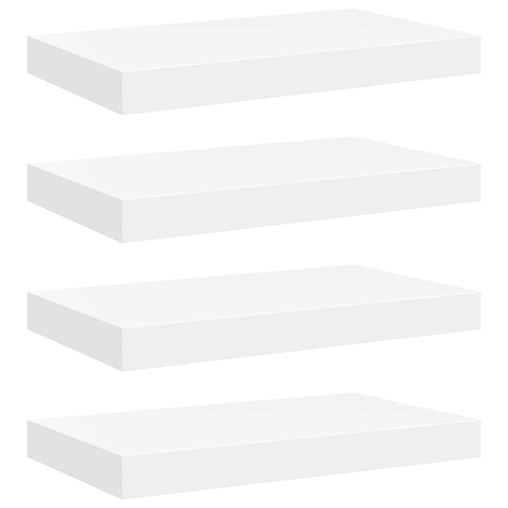 Floating Wall Shelves 4 pcs White 40x23.5x3.8 cm MDF