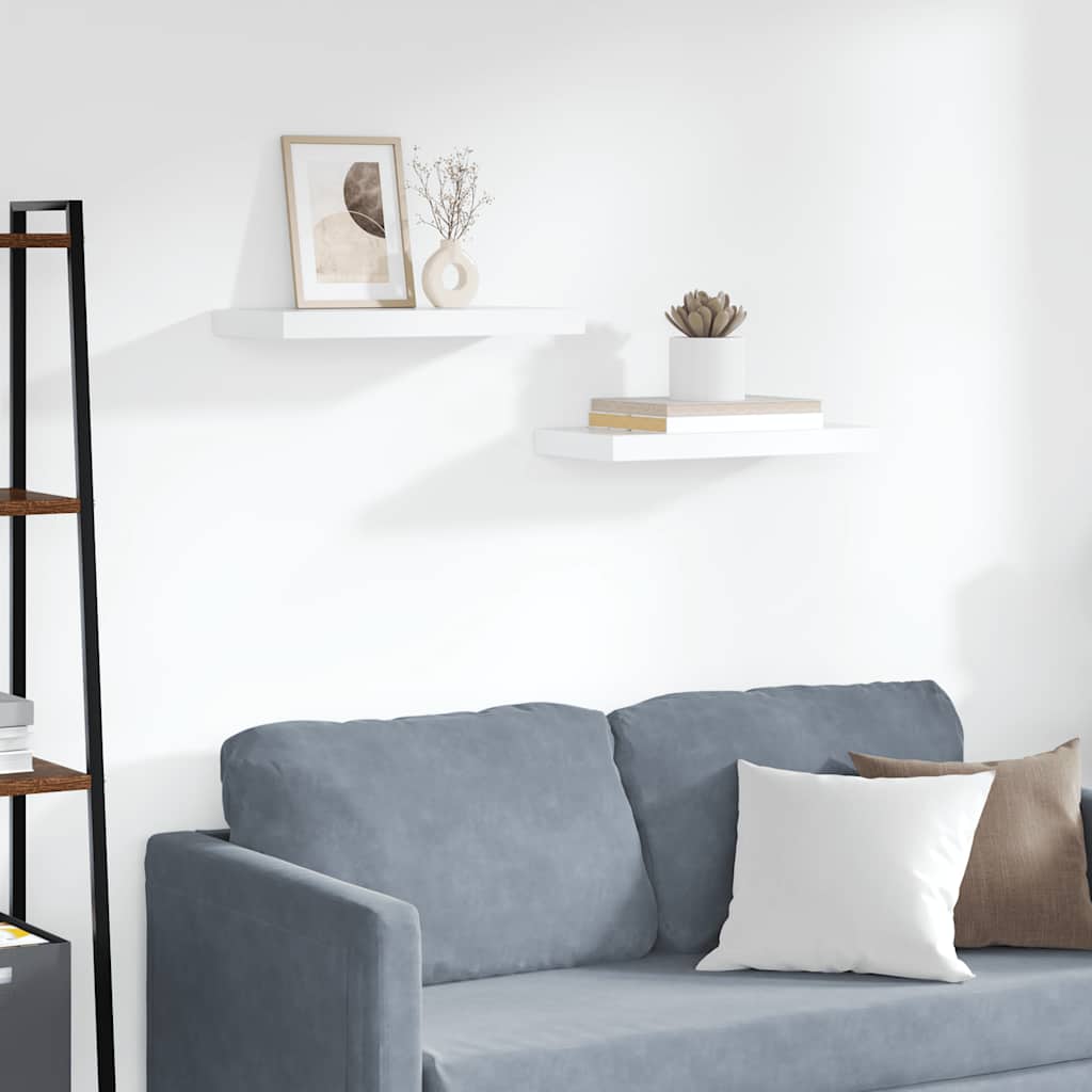 Floating Wall Shelves 2 pcs White 50x23.5x3.8 cm MDF