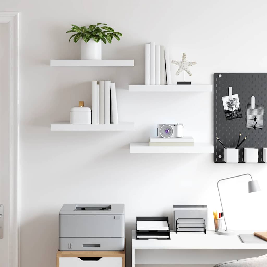 Floating Wall Shelves 4 pcs White 50x23.5x3.8 cm MDF