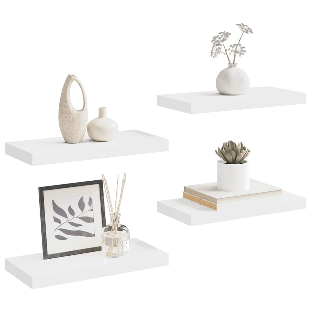 Floating Wall Shelves 4 pcs White 50x23.5x3.8 cm MDF