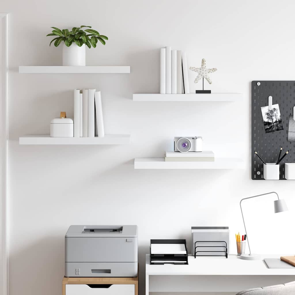 Floating Wall Shelves 4 pcs White 60x23.5x3.8 cm MDF