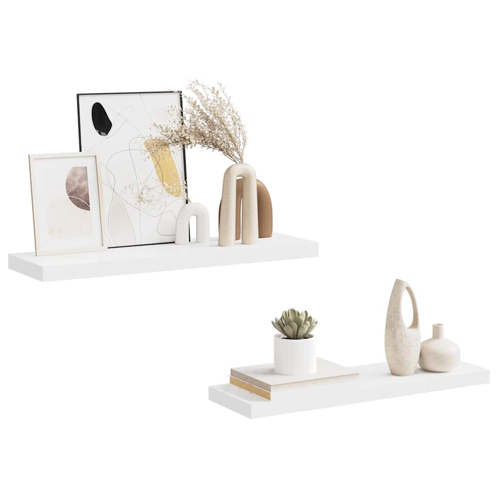 Floating Wall Shelves 2 pcs White 80x23.5x3.8 cm MDF