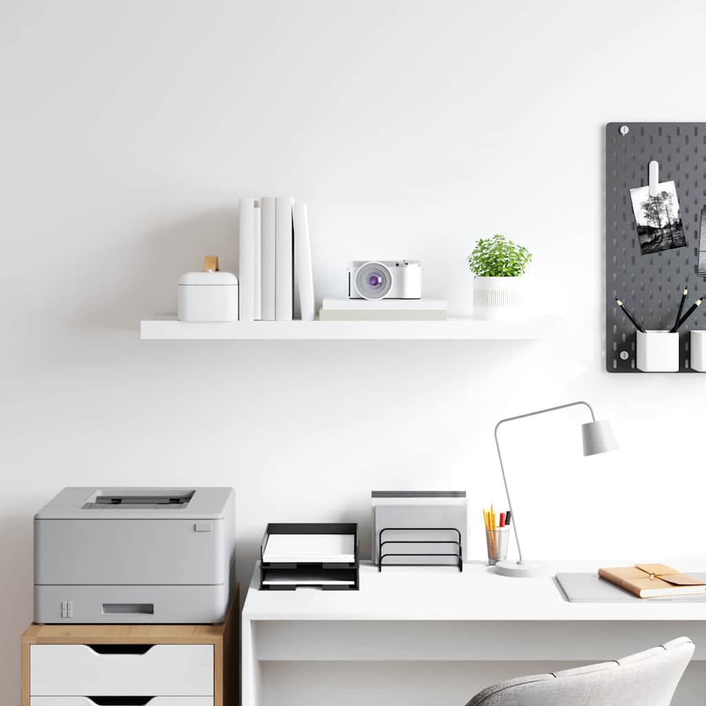 Floating Wall Shelf White 90x23.5x3.8 cm MDF