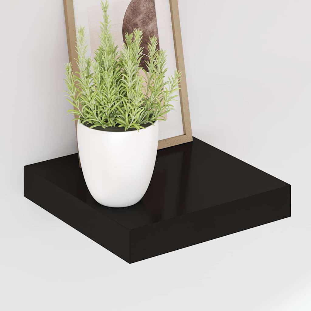 Floating Wall Shelves 2 pcs Black 23x23,5x3,8 cm MDF