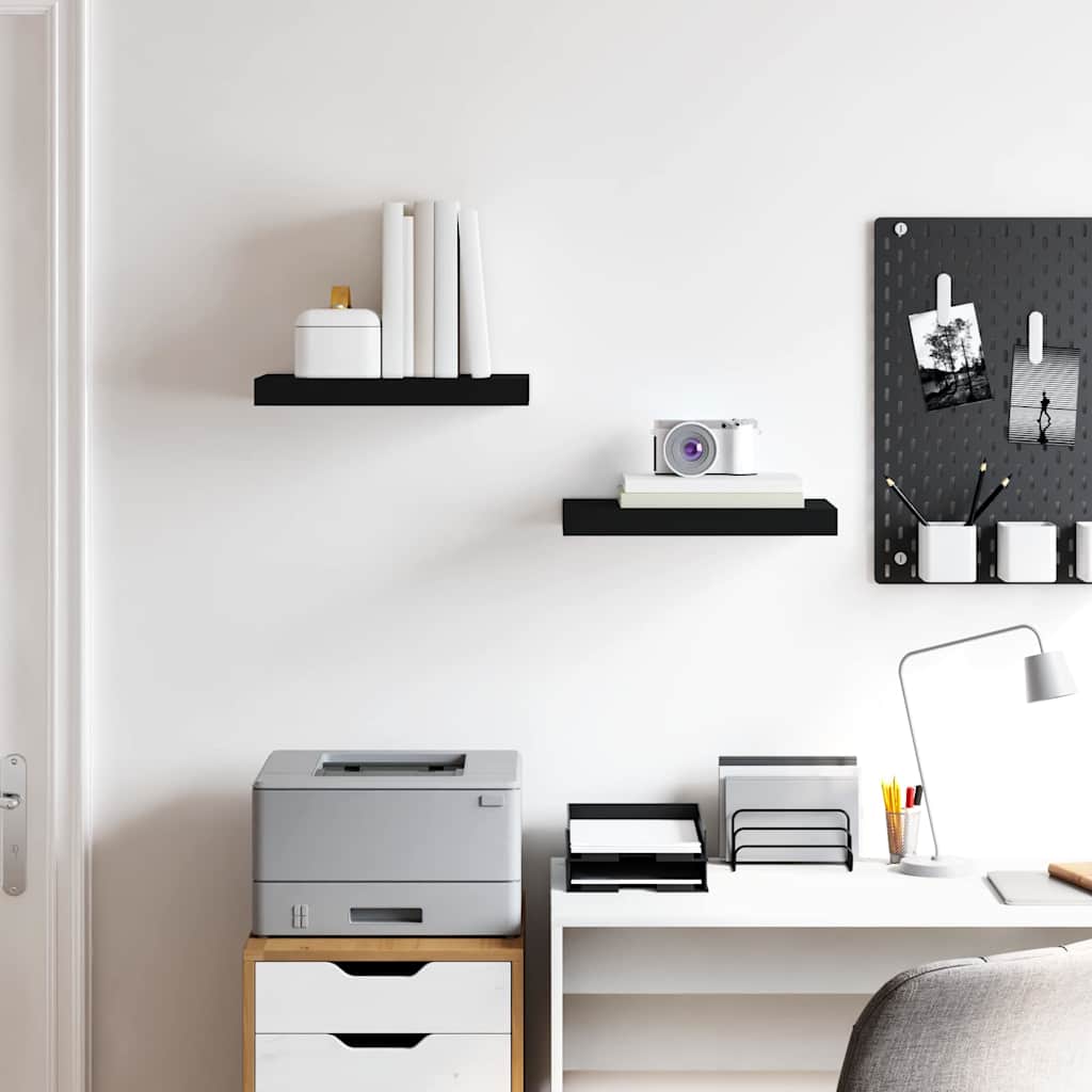 Floating Wall Shelves 2 pcs Black 40x23x3,8 cm MDF
