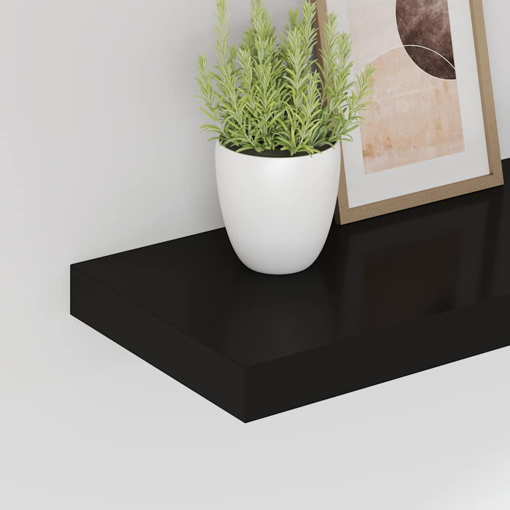 Floating Wall Shelf Black 50x23.5x3.8 cm MDF