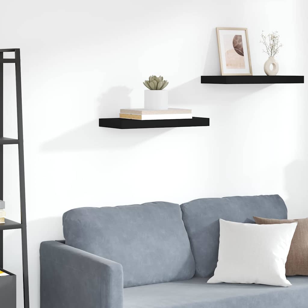 Floating Wall Shelf Black 50x23.5x3.8 cm MDF