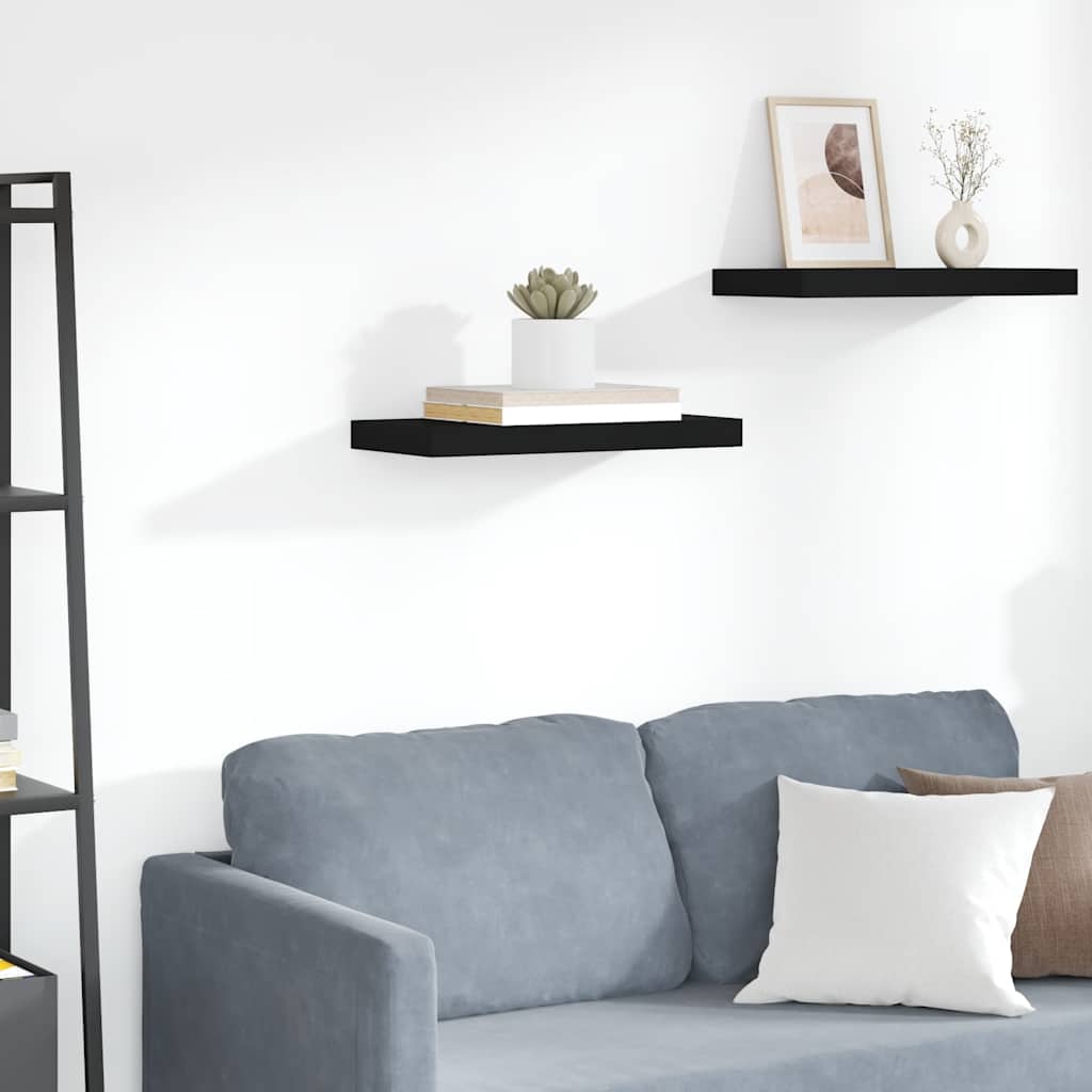 Floating Wall Shelf Black 50x23.5x3.8 cm MDF