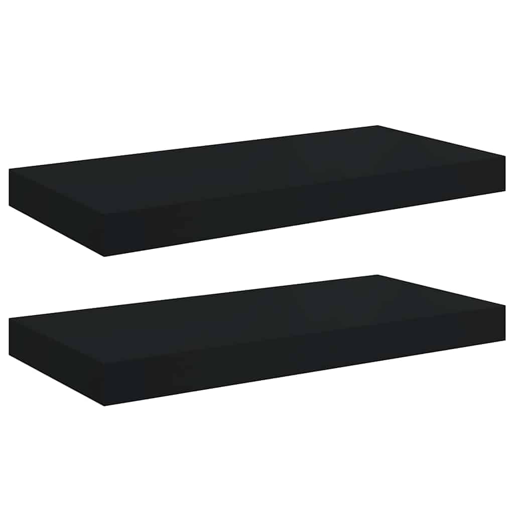Floating Wall Shelves 2 pcs Black 50x23x3.8 cm MDF