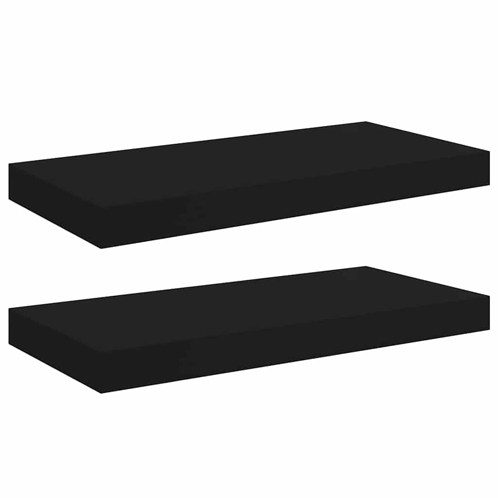 Floating Wall Shelves 2 pcs Black 50x23.5x3.8 cm MDF
