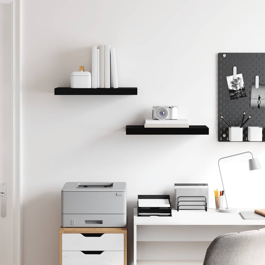 Floating Wall Shelves 2 pcs Black 50x23x3.8 cm MDF