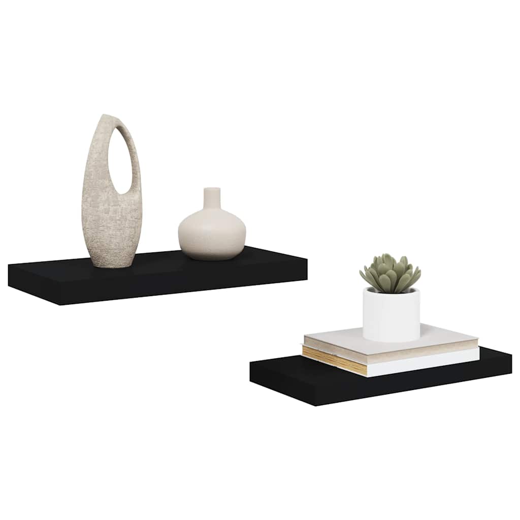 Floating Wall Shelves 2 pcs Black 50x23.5x3.8 cm MDF