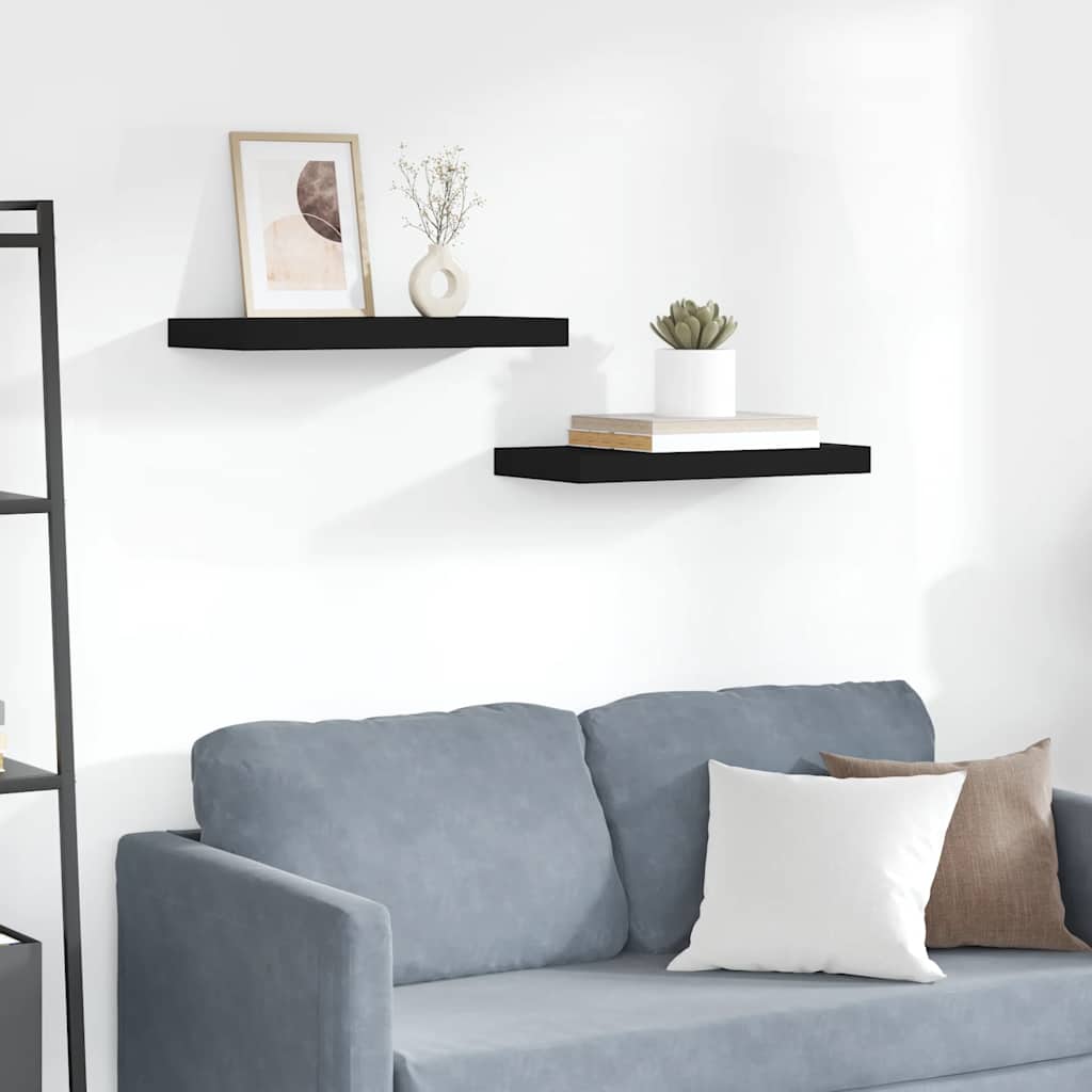 Floating Wall Shelves 2 pcs Black 50x23x3.8 cm MDF