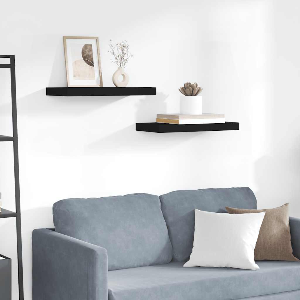 Floating Wall Shelves 2 pcs Black 50x23.5x3.8 cm MDF