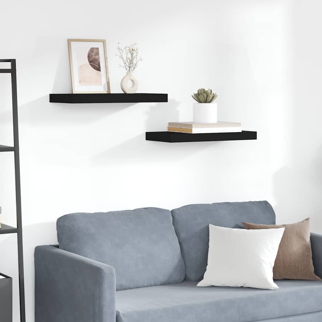 Floating Wall Shelves 2 pcs Black 50x23.5x3.8 cm MDF