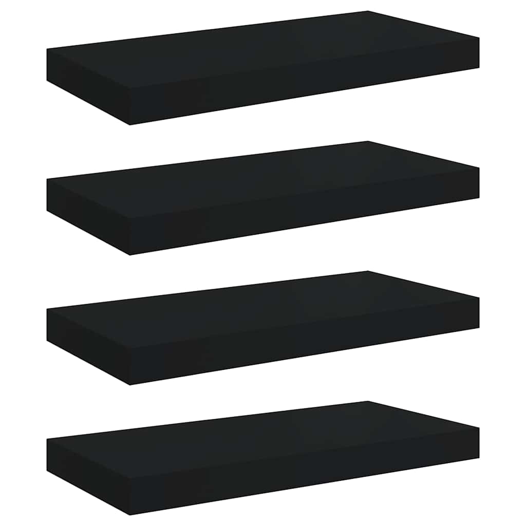 Floating Wall Shelves 4 pcs Black 50x23.5x3.8 cm MDF