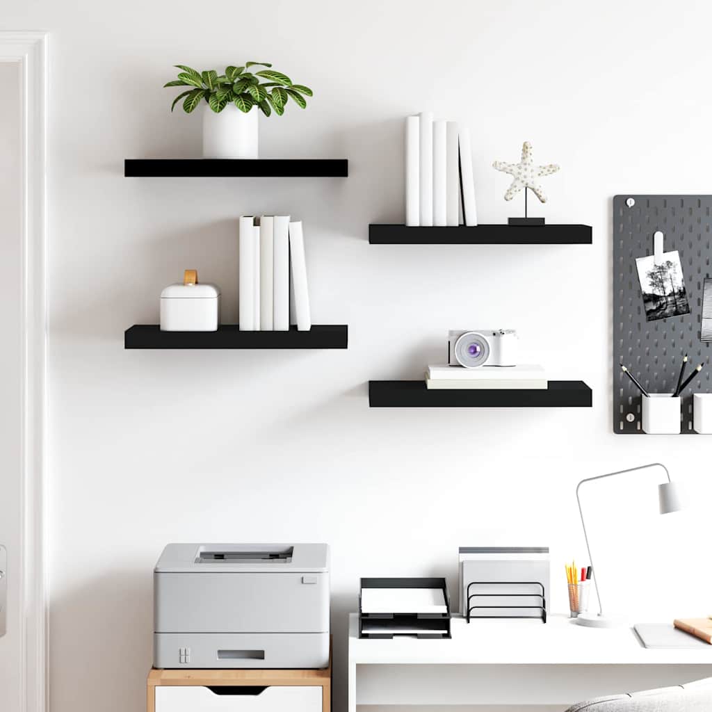 Floating Wall Shelves 4 pcs Black 50x23.5x3.8 cm MDF