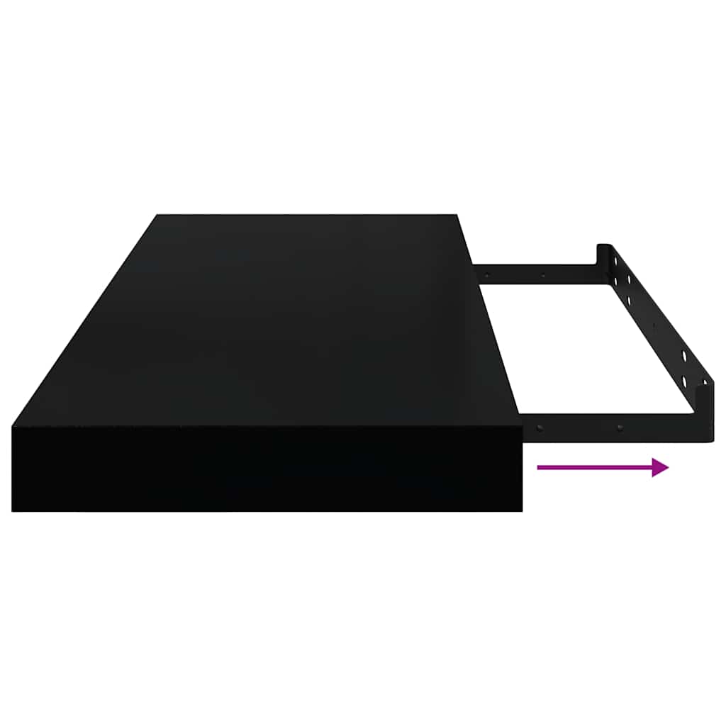 Floating Wall Shelves 2 pcs Black 60x23.5x3.8 cm MDF